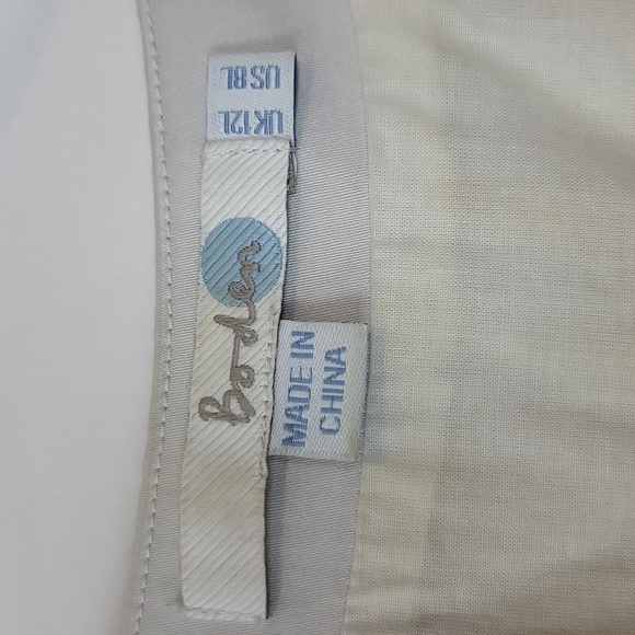 BODEN Navy Cream Sheath Long Length Midi Dress with Large Beaded Neckline (Tall) - Picture 2 of 14